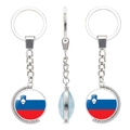 Rotating metal keychain featuring the flag of Slovenia in a double-sided round design - Slovenia