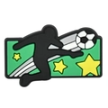 PVC shoe charm featuring a soccer player silhouette with football and star motifs - Player Kicking Silhouette (05)