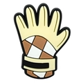 Cartoon glove PVC soft rubber shoe charm with brown checkerboard pattern and black strap - Checkered Goalkeeper Glove Style (05)
