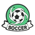 Premium soccer themed PVC soft rubber patch for DIY shoe charms and accessories - Round Soccer Badge (06)