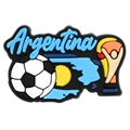 Argentina soccer themed PVC shoe charm with trophy shape and blue-white flag colors - Football Trophy Combo Pattern (06)