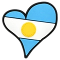 Argentina flag heart-shaped PVC shoe charm accessory for clogs featuring blue and white stripes - Heart Flag Style (07)