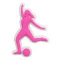 Accessorio per scarpe rosa silhouette calciatrice in PVC morbido per zoccoli in gomma - Silhouette Giocatore Dinamico (06)