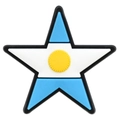 Star-shaped Argentina flag PVC charm with yellow sun detail for bags and shoes - Star Flag Style (08)
