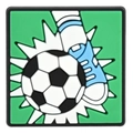 Green square PVC soccer shoe charm featuring football and blue sneakers for clogs - Dynamic Shooting Effect (08)