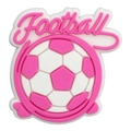 Ciondolo per scarpe in PVC rosa e bianco con scritta Football in rilievo - Stile Testo Football (07)