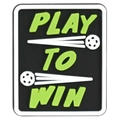 Black rectangular PVC soccer charm with Play To Win text and soccer ball patterns - PLAY TO WIN Slogan (10)