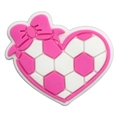 Ciondolo per scarpe in PVC a forma di cuore da calcio rosa con decorazione a fiocco - Stile Calcio a Cuore con Fiocco (08)