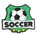 PVC soccer shoe charm with black and white football design and three yellow stars - Shield Soccer with Stars (10)