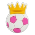 Charm in PVC calcio rosa con corona gialla per custodie telefoniche e accessori - Stile Calcio con Corona (09)