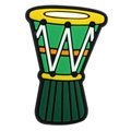 Breloque de chaussure en PVC souple forme de djembé vert avec détails multicolores - Tambour Africain Vert