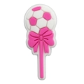 Charm a lecca-lecca 3D calcio rosa e bianco con fiocco per decorazione scarpe - Stile Calcio Lecca Lecca (11)