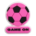 Ciondolo da calcio in PVC rosa con testo Game On per accessori o borse fai-da-te - Stile Testo GAME ON (12)