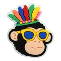Pendentif singe dessin animé avec lunettes jaunes et plumes colorées pour sacs et vêtements - Singe Coloré
