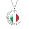 Silver moon pendant necklace with Italian flag glass dome centerpiece for women - Italy Style
