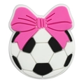 Ciondolo da calcio con fiocco rosa in PVC morbido per decorazione scarpe e DIY - Stile Calcio con Fiocco (17)