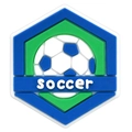 Hexagonal soccer shoe charm accessory in blue and green PVC with relief soccer text - Hexagon SOCCER Badge (21)