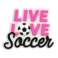 Charm per scarpe in PVC Live Love Soccer rosa con rilievo 3D e motivo pallone da calcio - Stile Testo LIVE LOVE (19)