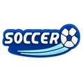 Flat PVC soccer shoe charm with white SOCCER text and blue football design - Motion Track Soccer Style (22)