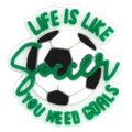 Soccer themed PVC shoe charm featuring green Life Is Like Soccer You Need Goals text - LIFE IS LIKE SOCCER Slogan (24)