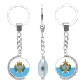 Rotating silver San Marino flag keychain with coat of arms and Libertas engraving - San Marino
