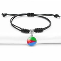 Black woven bracelet with Eritrea flag glass pendant and adjustable sliding knot - Eritrea