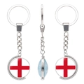 Rotating metal keychain featuring England flag glass pendant in a silver-tone finish - England Style