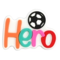 Soccer shoe charm for clogs featuring 3D Hero text and football PVC design - Hero Colorful 3D Text (36)