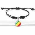 Adjustable black cord bracelet with Central African Republic flag glass pendant - Republic of the Congo