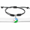Adjustable black cord bracelet with Central African Republic flag cabochon charm - Djibouti