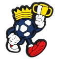 Cartoon soccer player shoe charm made of soft PVC with gold crown and trophy - Crown Soccer Celebration Image (39)