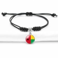Adjustable black braided rope bracelet with Guinea-Bissau flag glass cabochon - Guinea-Bissau