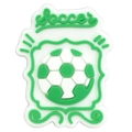 DIY Soccer PVC shoe charm accessory in green and white 3D embossed style for clogs - Soccer Script with Ball (46)
