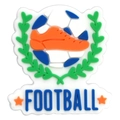Football theme PVC charm for clogs featuring blue shoe and green laurel wreath - Soccer Shoe and Laurel FOOTBALL Style (48)