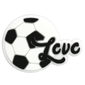 Soccer ball and black Love text PVC charm for clogs, sporty footwear accessory - Love Script with Ball (50)