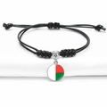 Adjustable black cord bracelet featuring a Madagascar flag glass dome charm - Madagascar