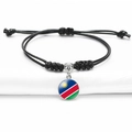 Adjustable black braided bracelet featuring a Central African Republic flag charm - Namibia