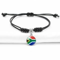 Adjustable black cord bracelet featuring Central African Republic flag glass pendant - South Africa