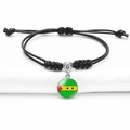 Adjustable black cord bracelet with São Tomé and Príncipe flag glass dome pendant - Sao Tome and Principe