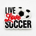 Soccer themed PVC shoe charm with Live Love Soccer text for clogs and accessories - Live Love Soccer Pattern (XXG162-24)