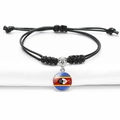 Adjustable black cord bracelet featuring a glass pendant with the Eswatini flag design - Eswatini