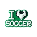 Charm per scarpe in PVC verde con scritta I love soccer e cuore a forma di calcio - Stile Cuore I Love Soccer (MQ255-02)