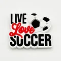 Fußball Schuhanhänger mit Live Love Soccer Schriftzug für Clogs und Zubehör - Live Love Soccer Muster (MQ162-24)
