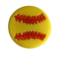 Yellow softball shoe charm for clogs with realistic red stitching texture and round shape - Softball Style (MQ056-04) / 2.5cm-3.5cm