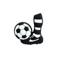Fußball-Schuhanhänger für Clogs aus schwarz-weißem PVC-Material in sportlichem Design - Fußball Schuss Stil (XXG323-01) / Nur Anhänger