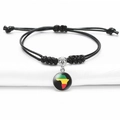Adjustable black cord bracelet featuring Central Africa map glass dome charm - African Style