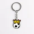 Porte-clés football dessin animé avec couronne jaune et anneau en métal argenté - Style Football avec Couronne (YSK255-05)