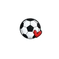 Soccer ball shoe charm with red heart detail for clogs and sandals DIY accessories - Soccer Heart Style (XXG323-07)