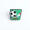 Soccer themed PVC charm featuring a black and white ball and blue cleat for shoes - Blue Shoe & Ball (XXG323-11)