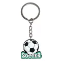 Cartoon soccer theme keychain with green SOCCER text pendant and silver metal ring charm - Soccer and SOCCER Letters Style (YSK323-12)